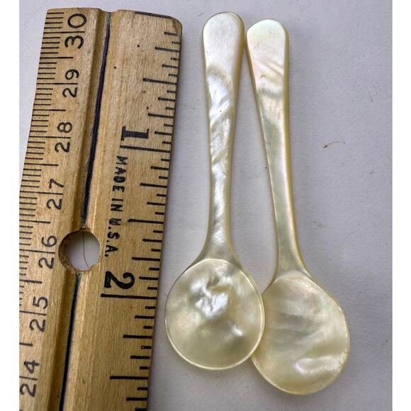 lot of 10 miniature silver and mother of pearl spoons - Picture 3 of 8